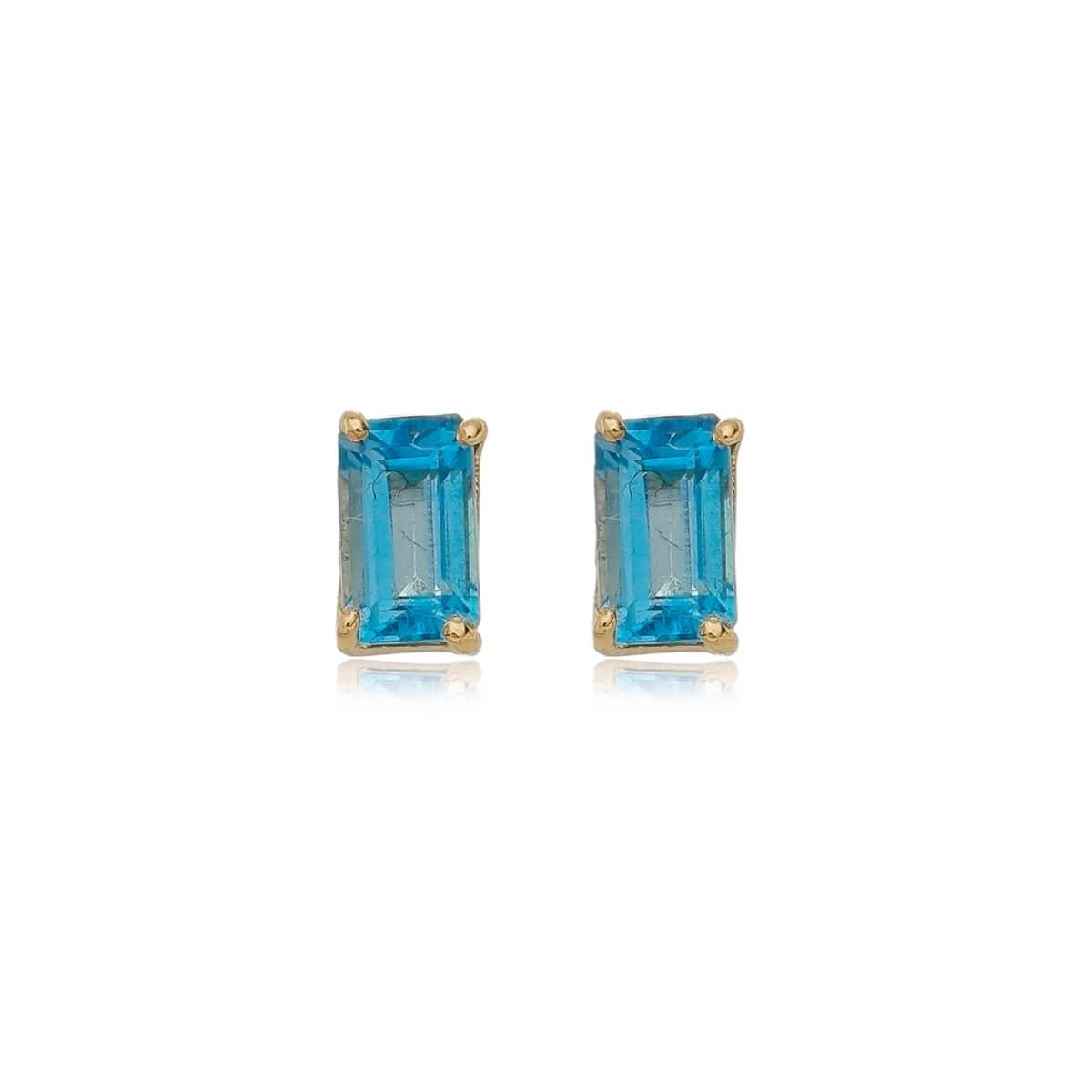 Brinco Ouro 18k Topazio Azul 5.30mm