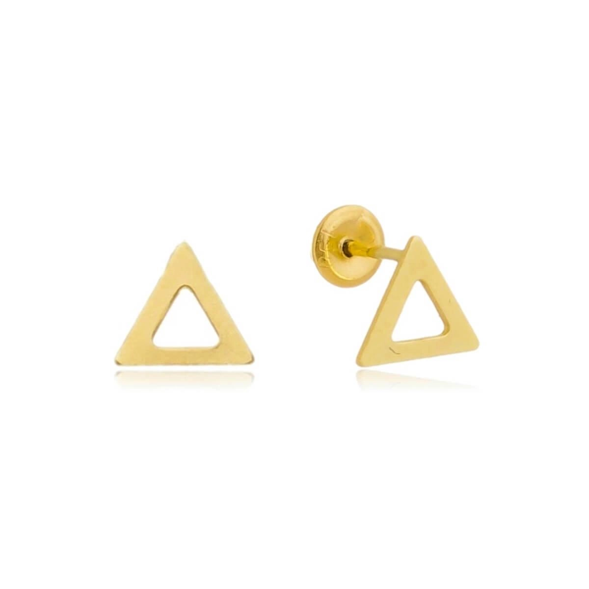 Brinco Ouro 18k Triangulo Vazado 5mm