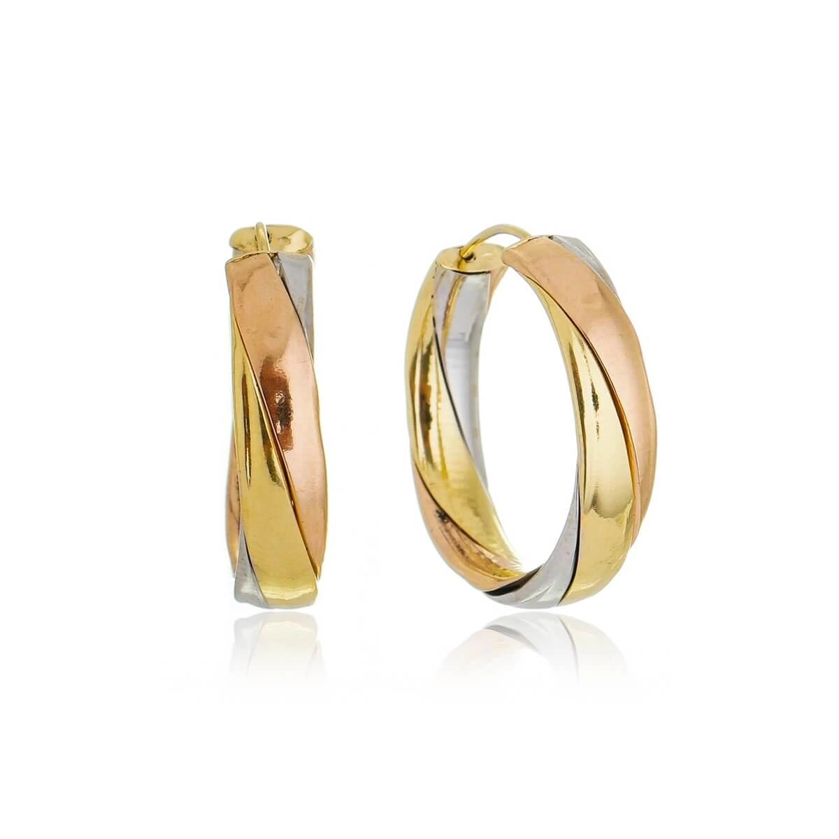 Brinco Ouro 18k Tricolor 2cm 