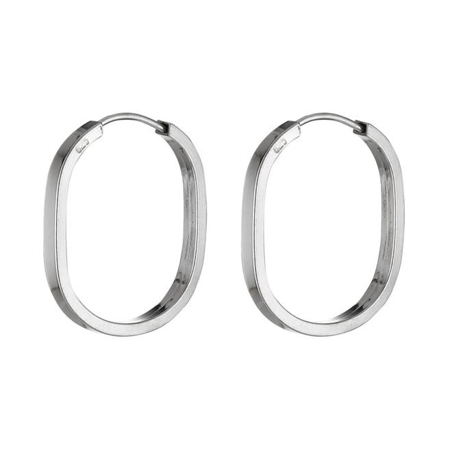 Brinco Prata Argola Oval Chanfrada O Par 22mm