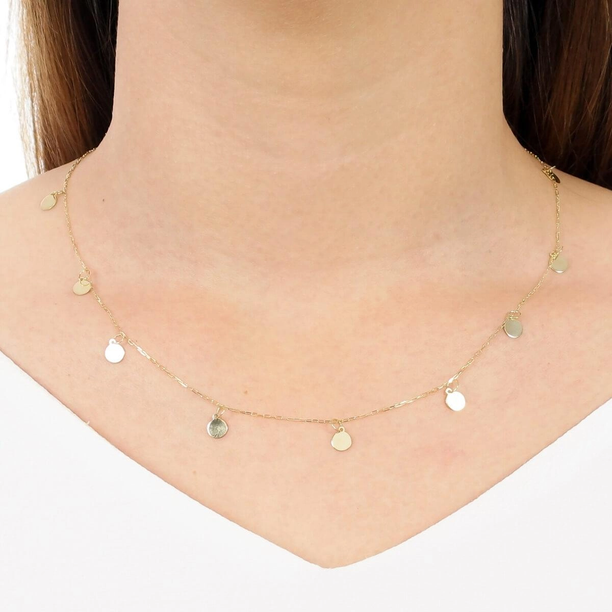 Gargantilha Ouro 18k Choker Bola Chapa 45cm