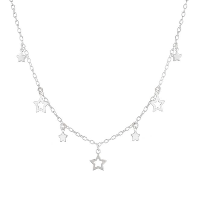 Gargantilha Prata Choker Estrela Vazada Prata 925