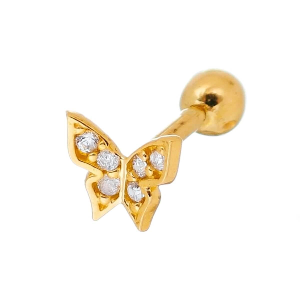 Piercing Orelha Ouro 18k Tragus Borboleta 5mm