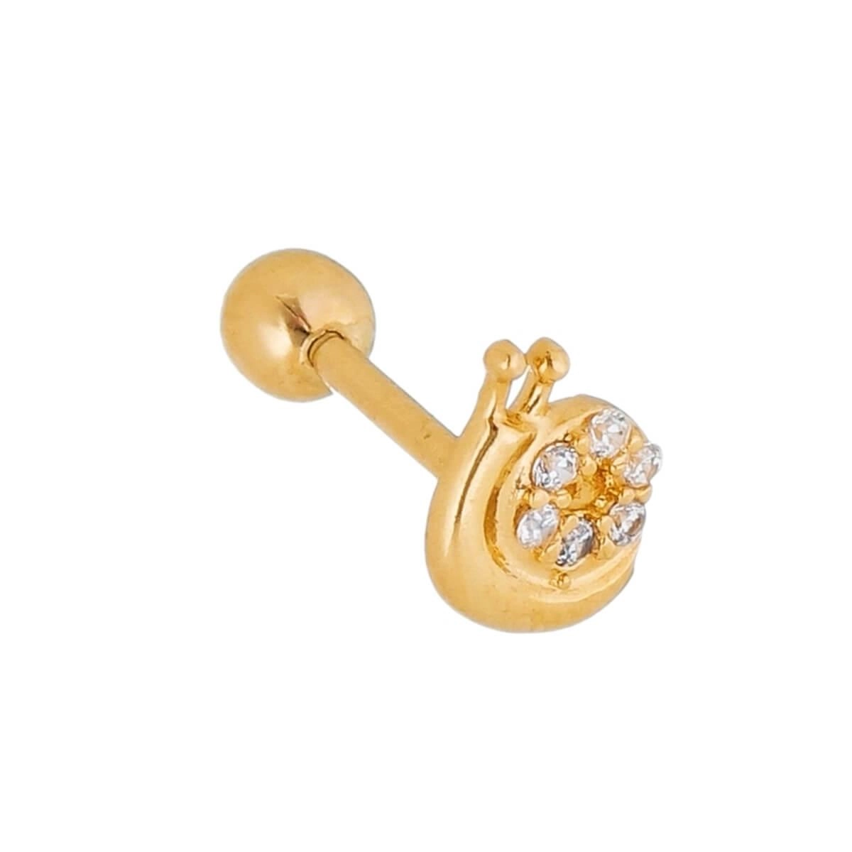 Piercing Orelha Ouro 18k Tragus Caramujo 6mm