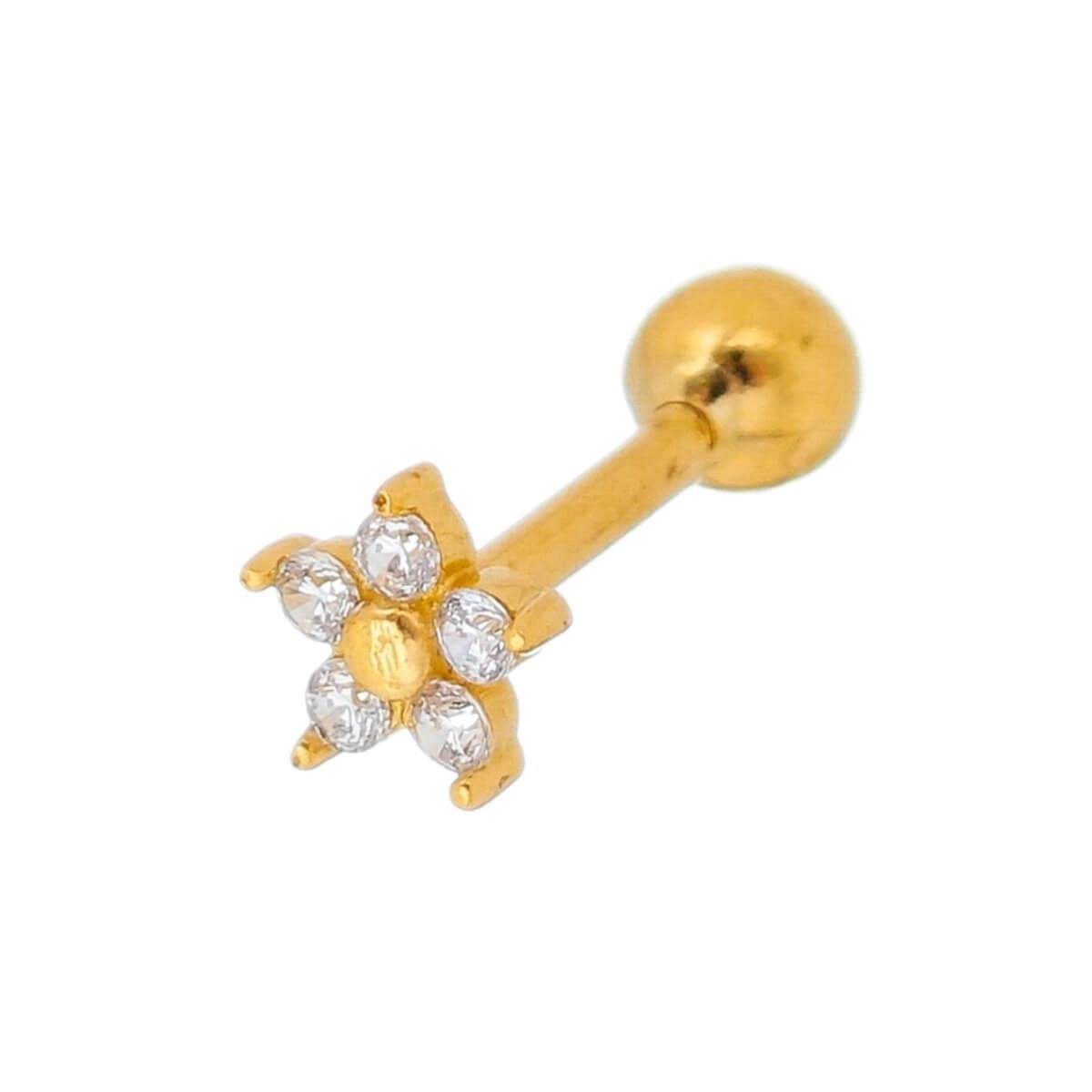 Piercing Orelha Ouro 18k Tragus Estrela 4mm