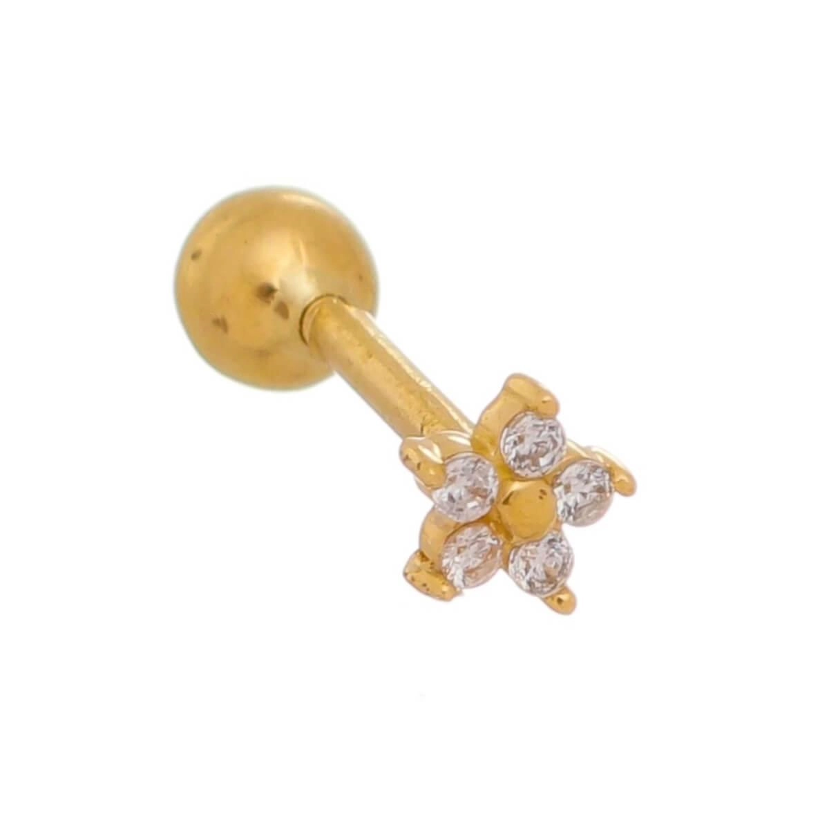 Piercing Orelha Ouro 18k Tragus Flor 3.50mm