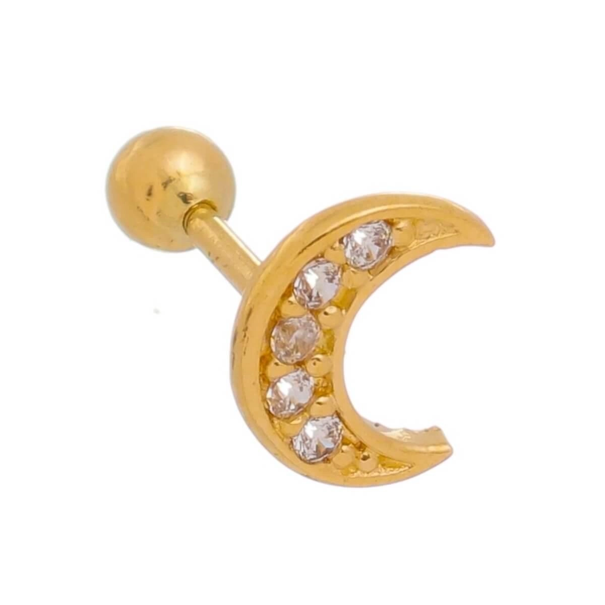 Piercing Orelha Ouro 18k Tragus Lua 7.30mm