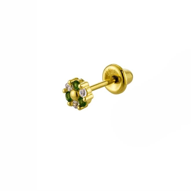 Piercing Orelha Ouro 18k Tragus Verde 0.20 gramas