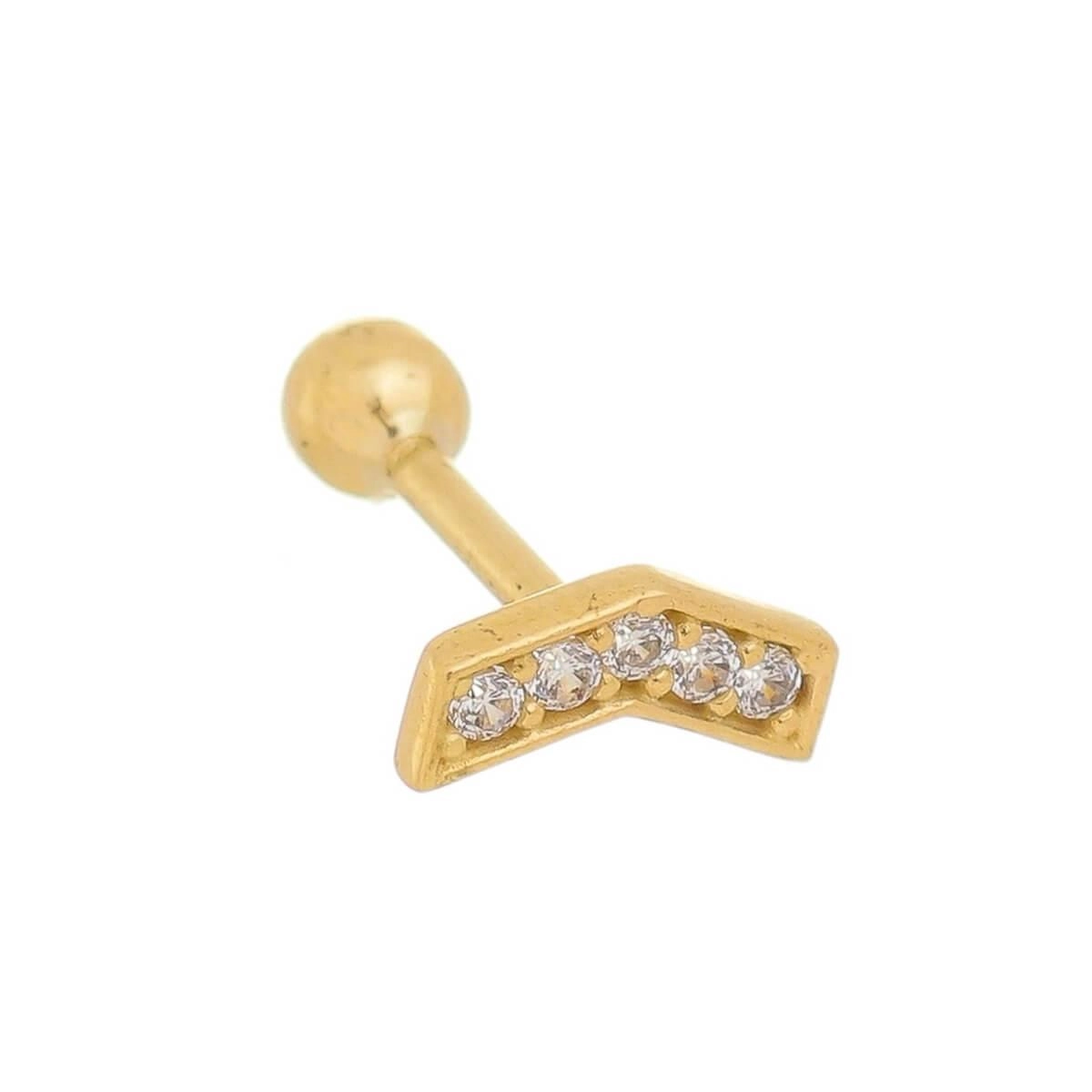 Piercing Ouro 18k Tragus 5 Pedras 7.50mm