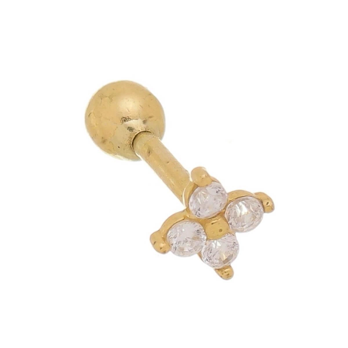 Piercing Ouro 18k Tragus Flor C/Pedras 5mm PC0228