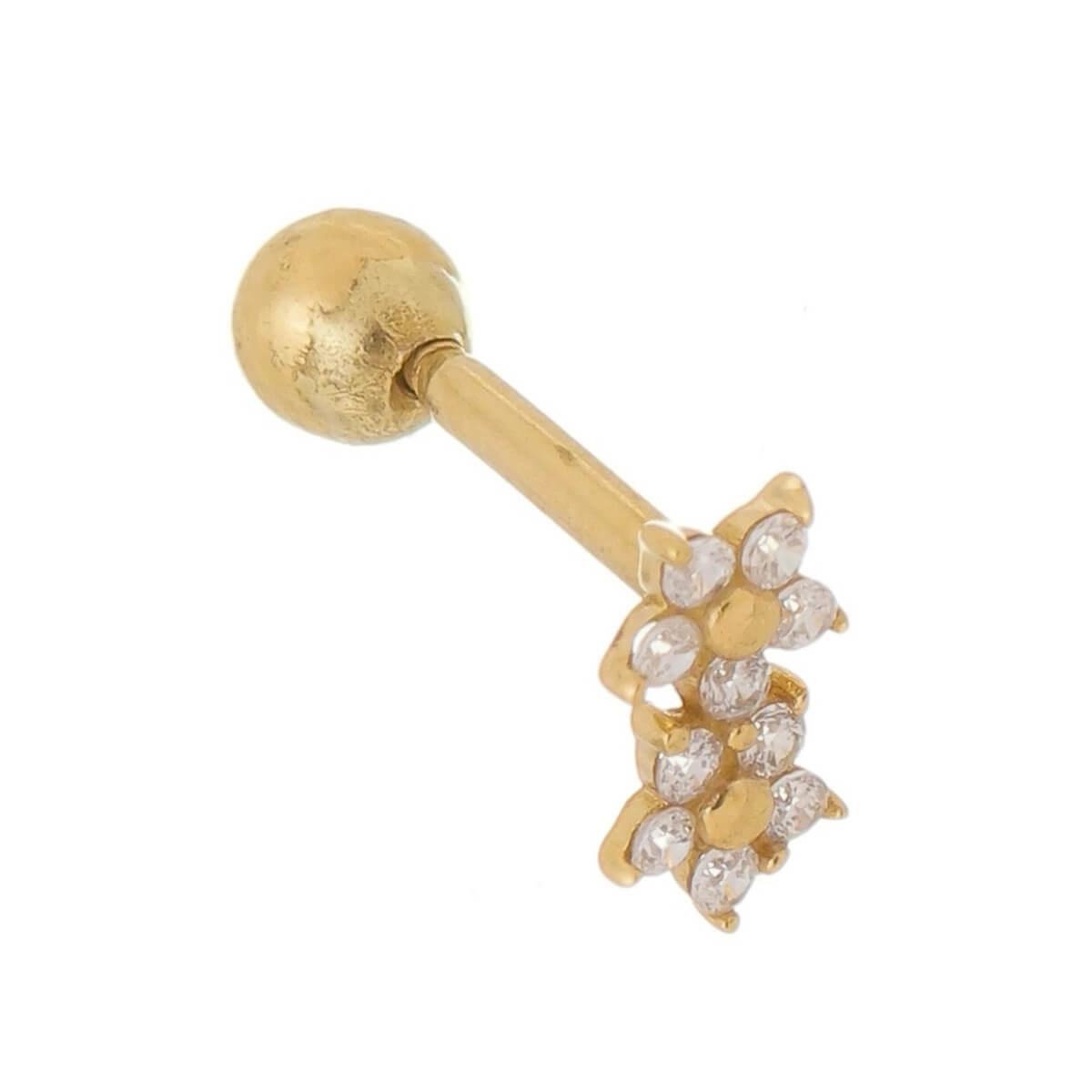 Piercing Ouro 18k Tragus Flor Duplo 6mm