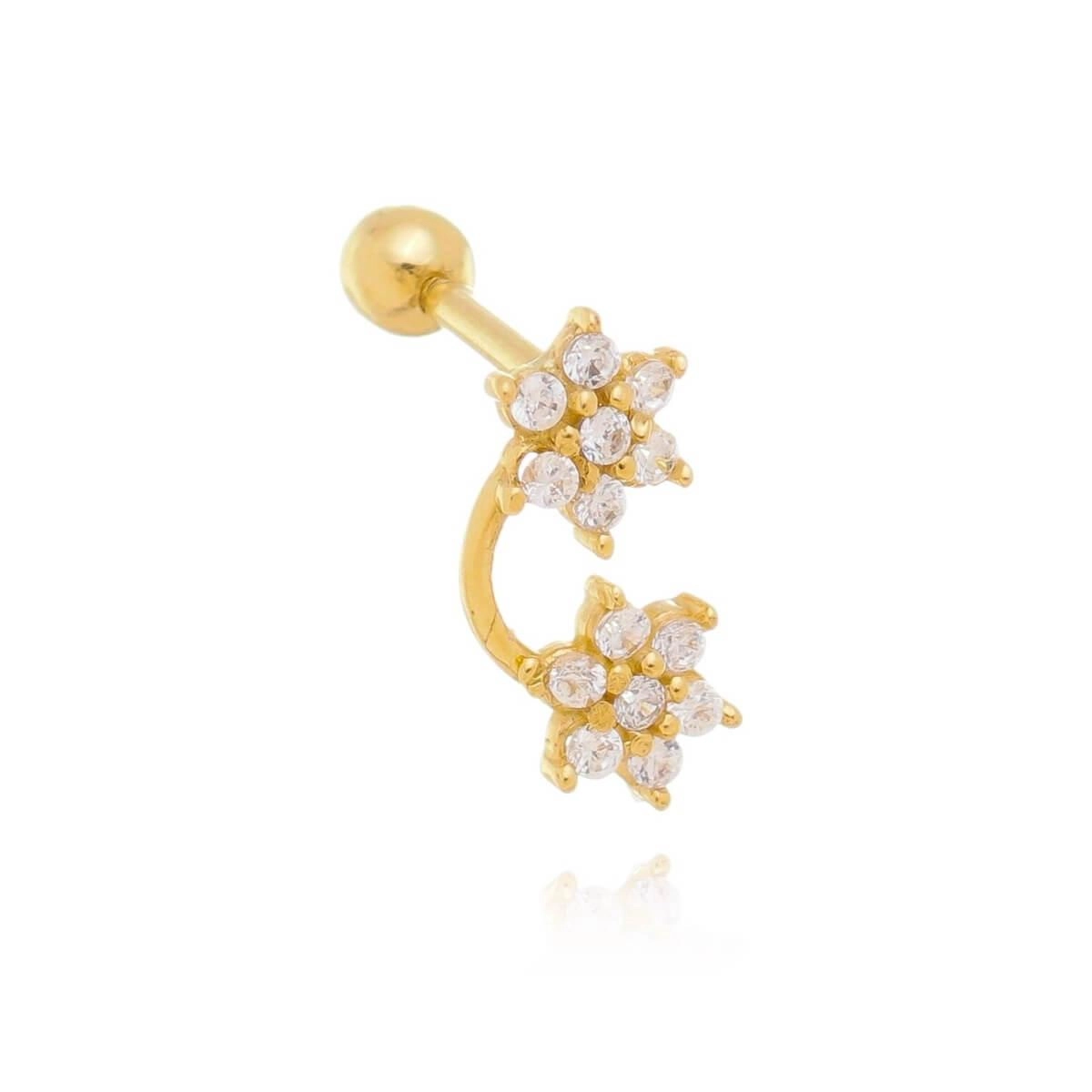 Piercing Ouro 18k Tragus Flores 12mm