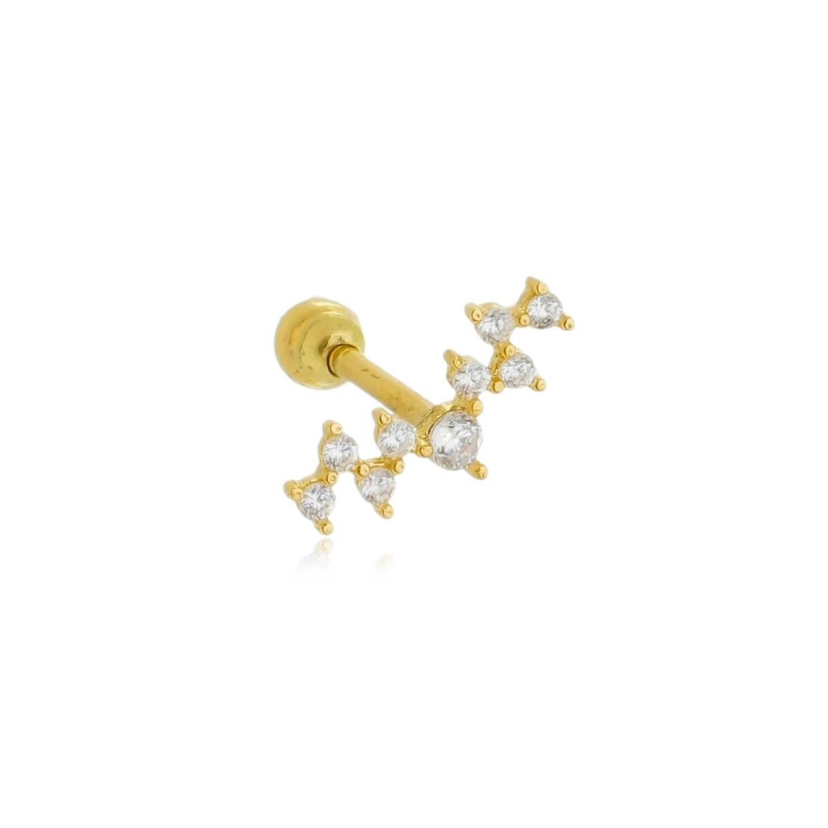 Piercing Ouro 18k Tragus Zircônias 11.50mm