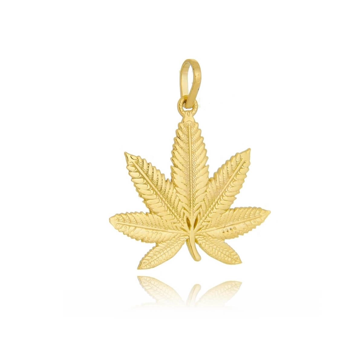 Pingente Ouro 18k Cannabis 17.80mm