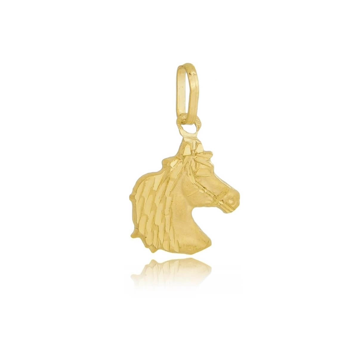 Pingente Ouro 18k Cavalo Trabalhado 10mm