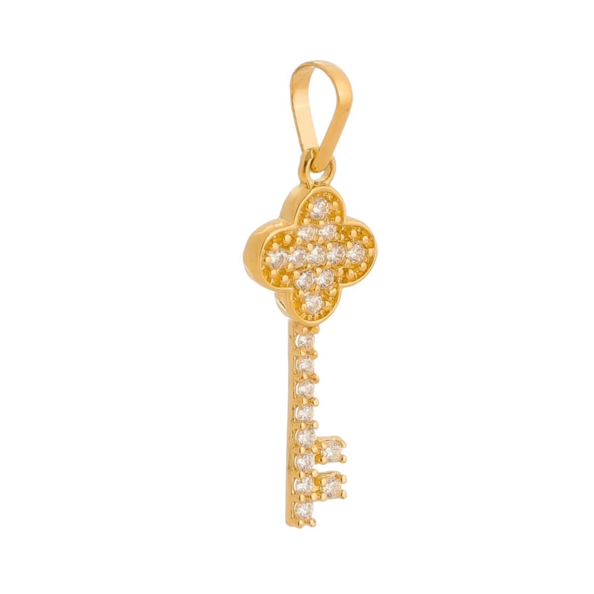 Pingente Ouro 18k Chave C/ Pedras 19mm