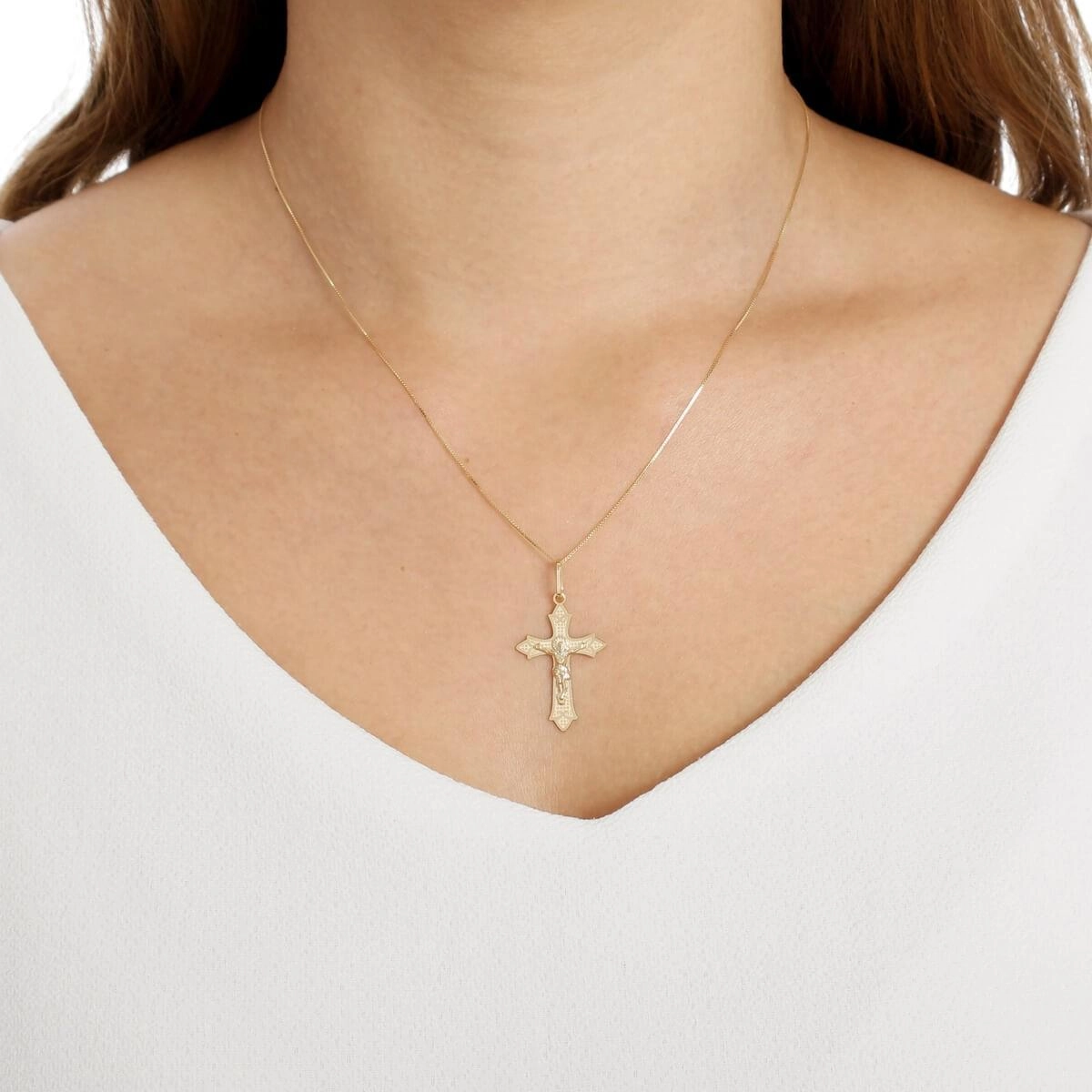 Pingente Ouro 18k Crucifixo 27mm 