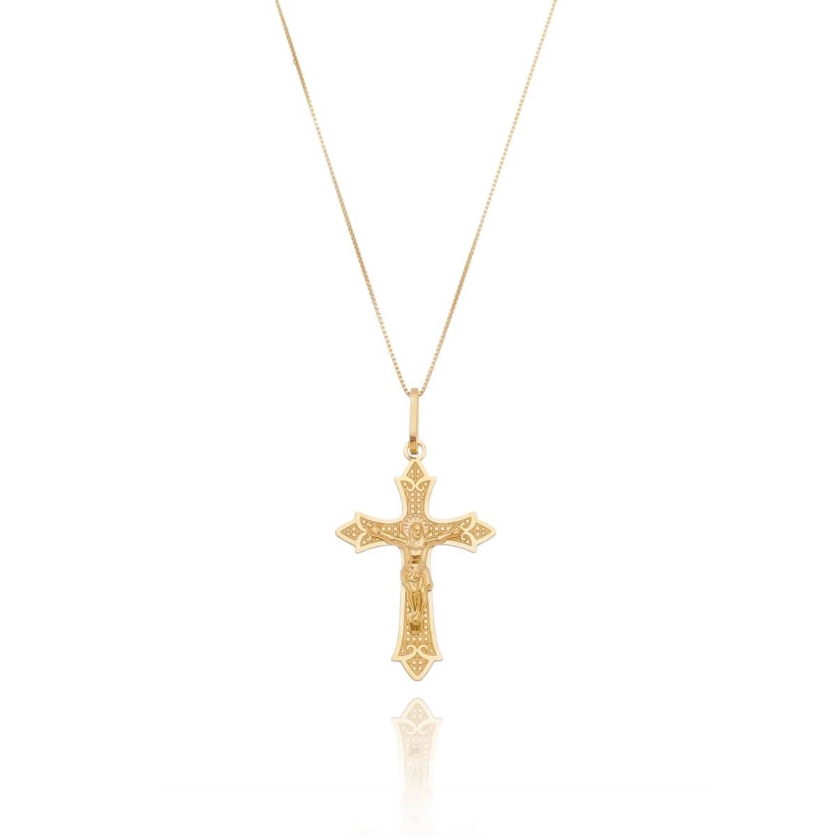 Pingente Ouro 18k Crucifixo 27mm 