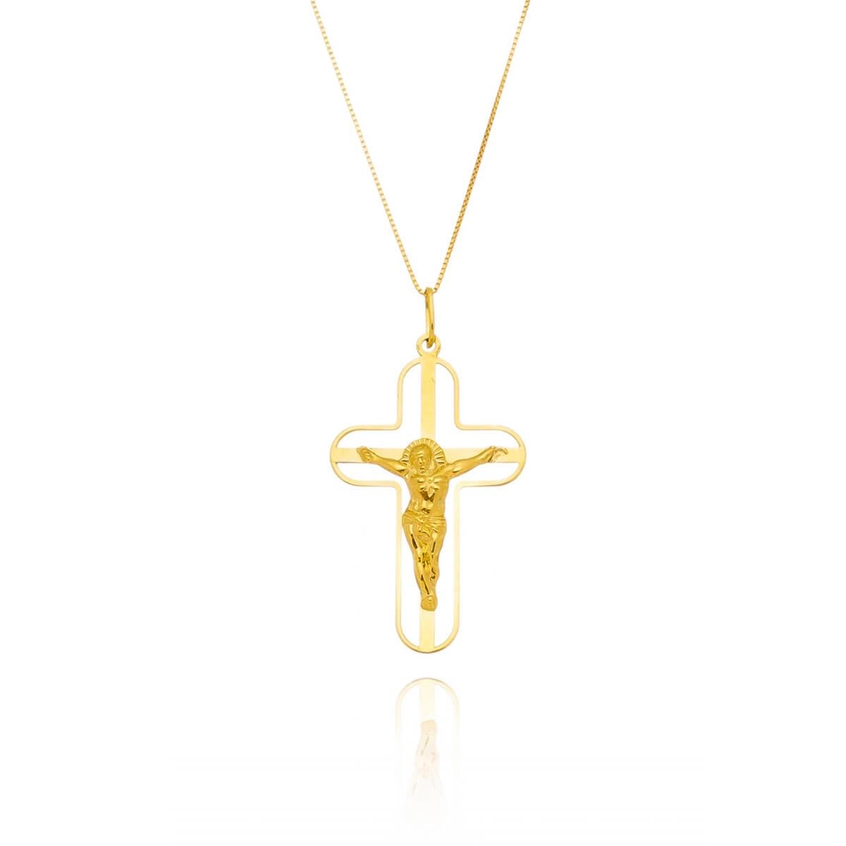 Pingente Ouro 18k Crucifixo Vazado 27.50mm