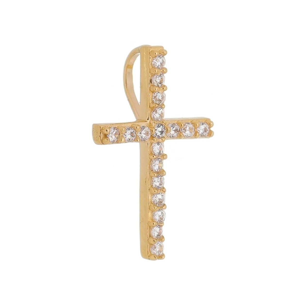 Pingente Ouro 18k Cruz C/Pedras 14.30mm