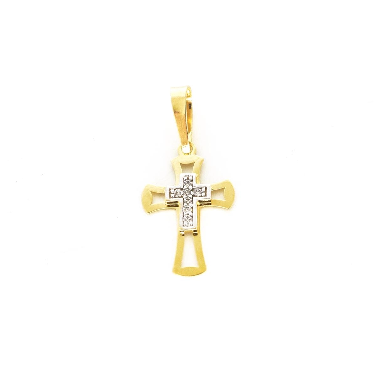 Pingente Ouro 18k Cruz Com Zircônia 0.65 gramas