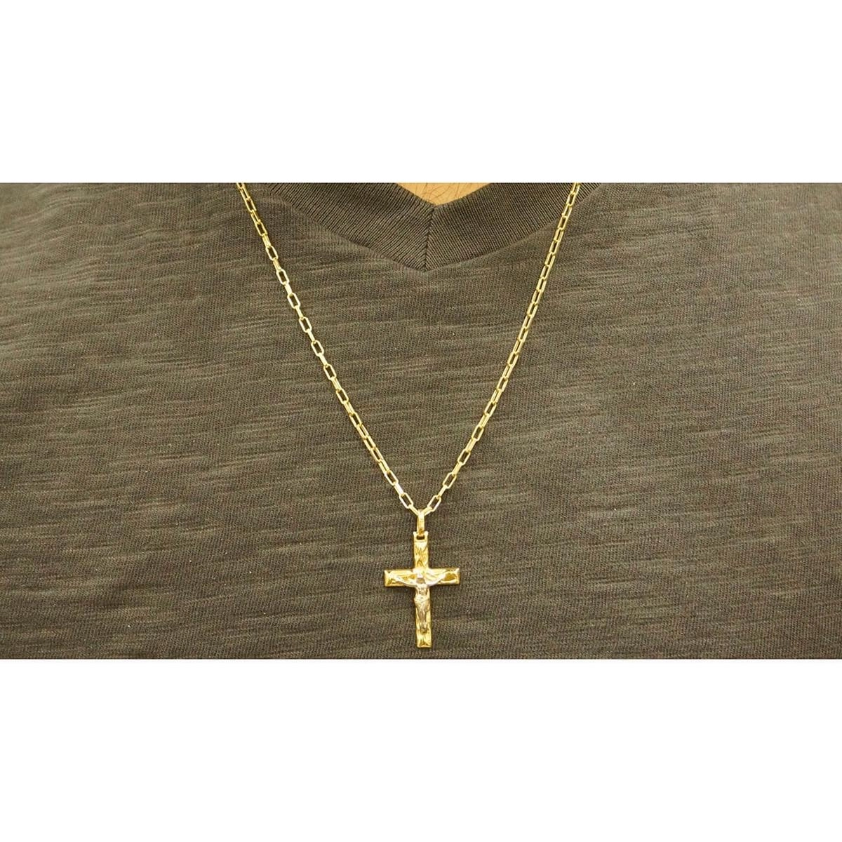 Pingente Ouro 18k Cruz Cristo 2 Cores 1.25 Gramas