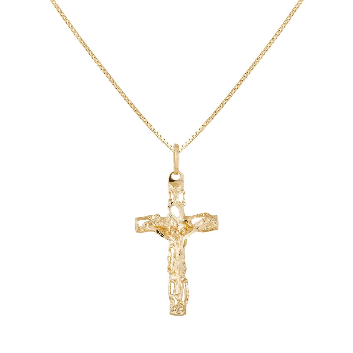 Pingente Ouro 18k Cruz Crucifixo 31mm