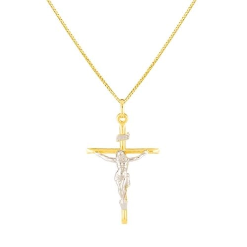 Pingente Ouro 18k Cruz Crucifixo C/Ródio 1.40 gramas