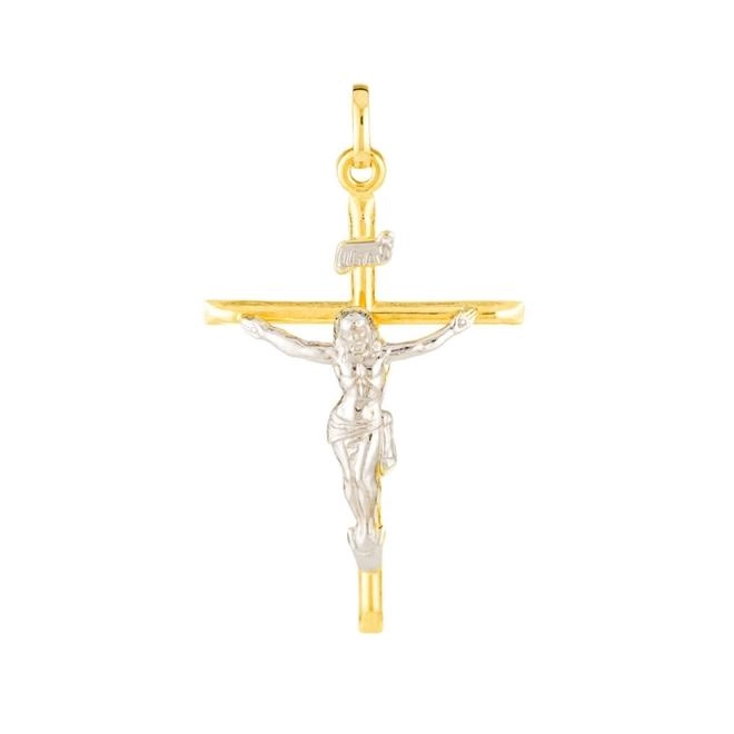 Pingente Ouro 18k Cruz Crucifixo C/Ródio 1.40 gramas