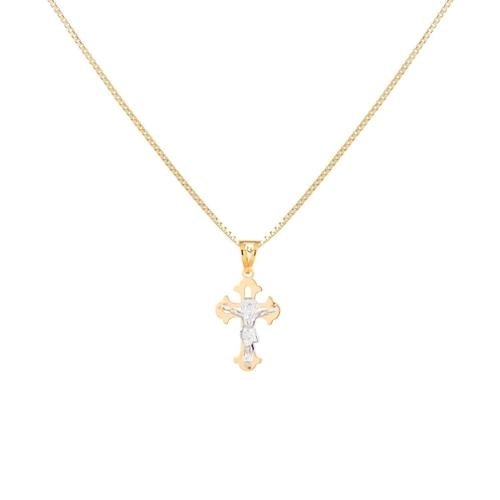 Pingente Ouro 18k Cruz Crucifixo Cristo Ródio 0.80 gramas