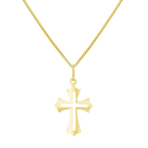 Pingente Ouro 18k Cruz Crucifixo Vazado 0.60 gramas