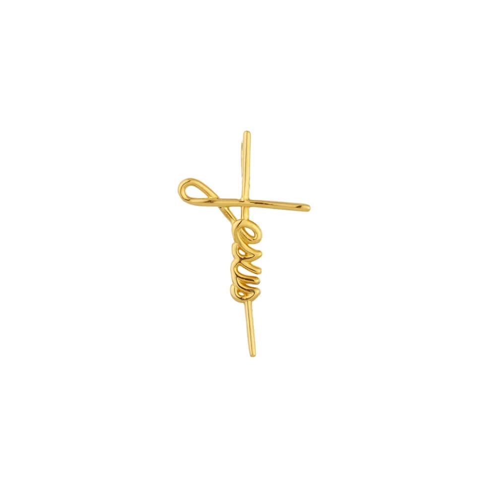 Pingente Ouro 18k Cruz Jesus 0.65 Gramas