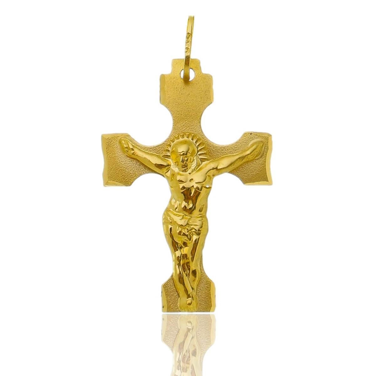 Pingente Ouro 18k Cruz Quadrada Crucifixo 2.25cm 