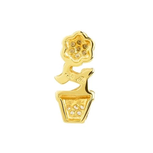 Pingente Ouro 18k Flor Com Zirconia 1.45 gramas