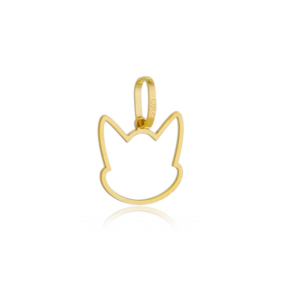 Pingente Ouro 18k Gato Vazado 1cm