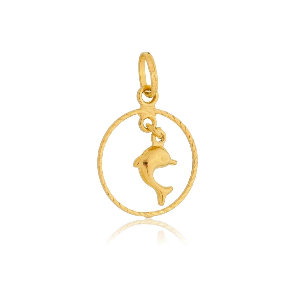 Pingente Ouro 18k Golfinho Pendurado 17mm 