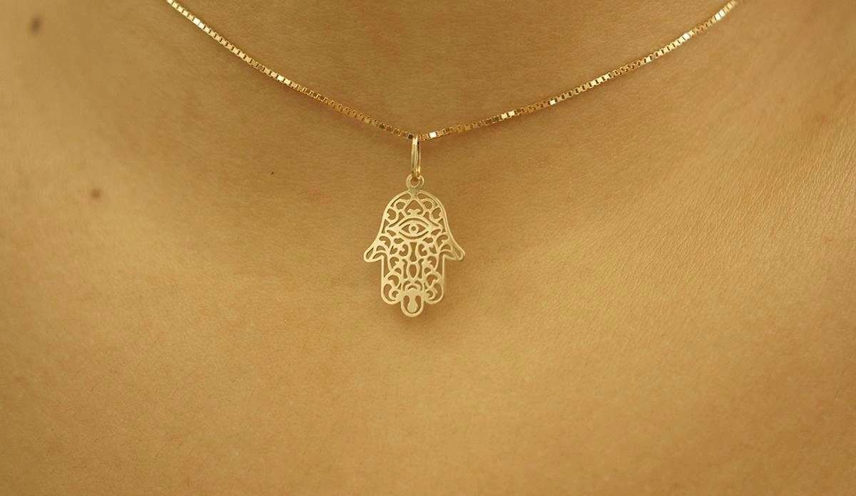 Pingente Ouro 18k Hamsa 0.35 gramas PHA035