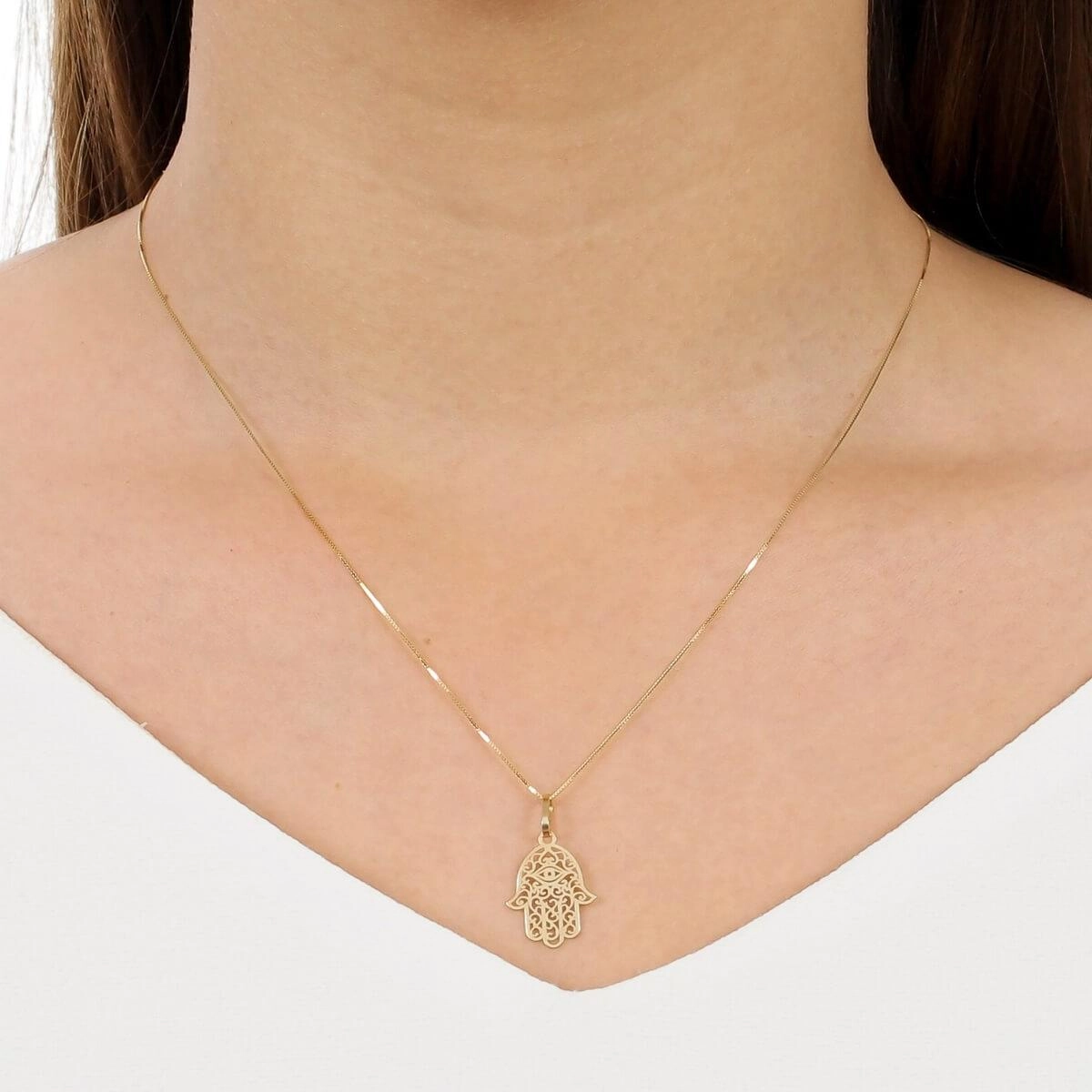 Pingente Ouro 18k Hamsa 0.60 Gramas