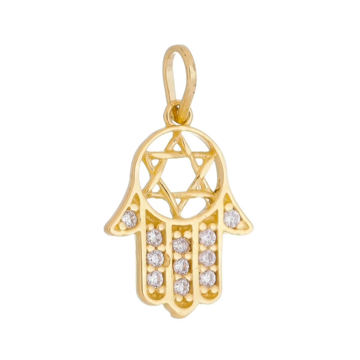 Pingente Ouro 18k Hamsa Estrela de Davi 12.50mm