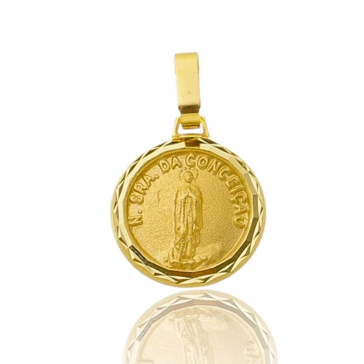 Pingente Ouro 18k Medalha Nossa Senhora da Conceição 1.40cm