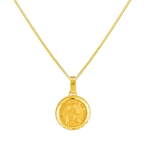 Pingente Ouro 18k Medalha São Francisco de Assis 0.95 gramas
