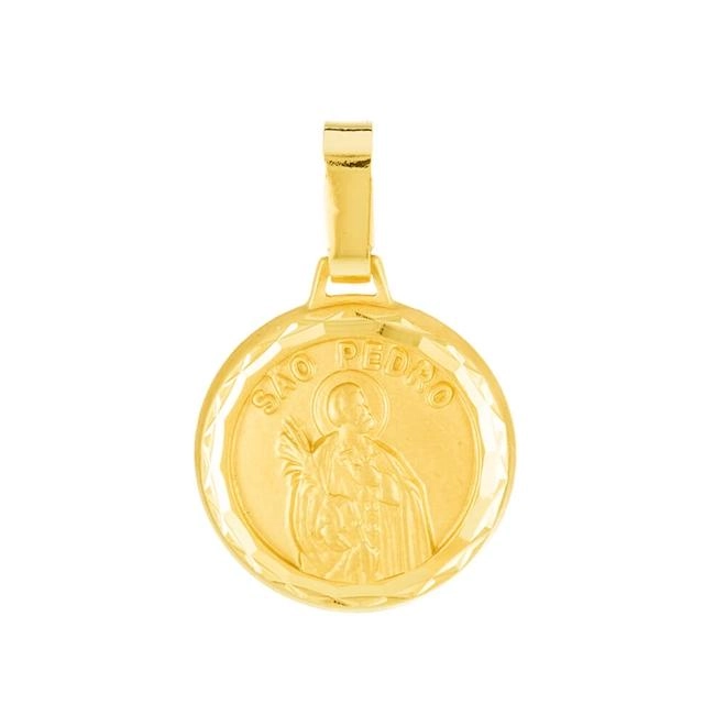 Pingente Ouro 18k Medalha São Pedro 0.95 gramas