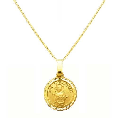 Pingente Ouro 18k Medalha São Sebastião 0.95 gramas
