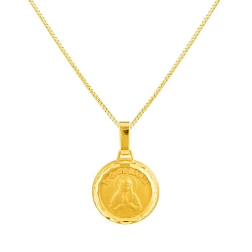 Pingente Ouro 18k Medalha Sagrado Coração de Maria 0.95 gramas