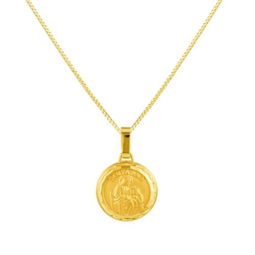 Pingente Ouro 18k Medalha Santa Ana 0.95 gramas