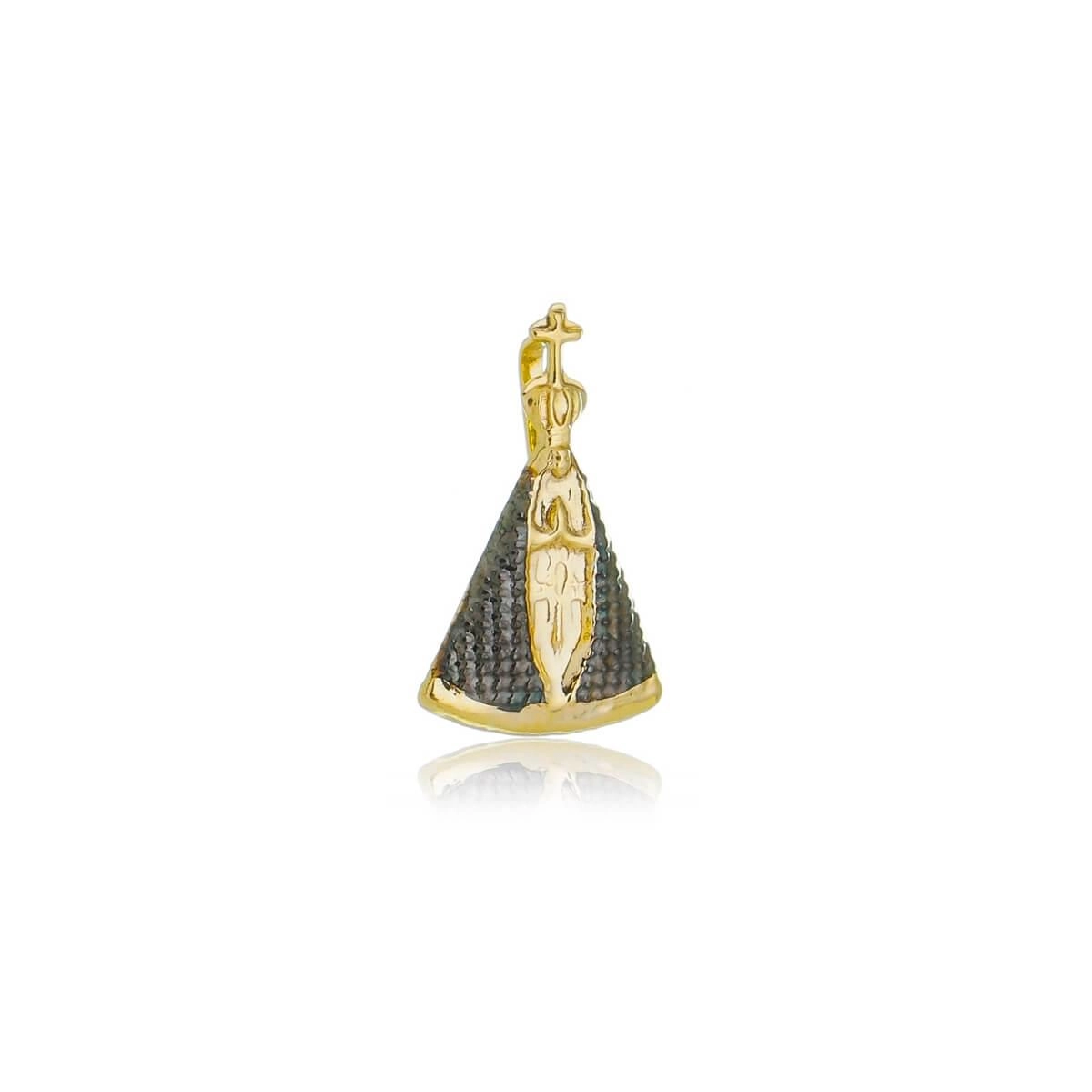 Pingente Ouro 18k Nossa Senhora Manto Preto 1.65cm