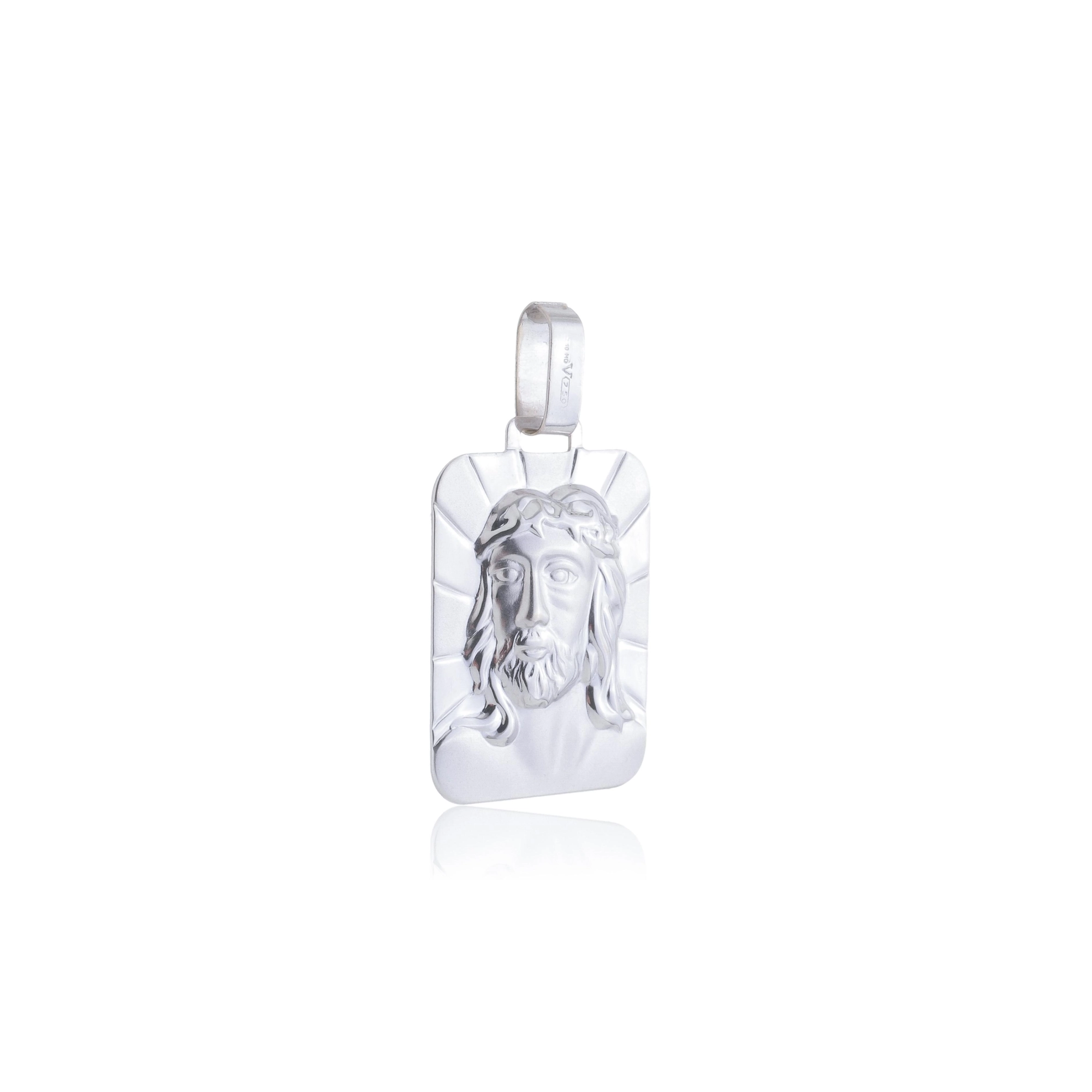 Pingente Ouro Branco 18k Face de Cristo 2.75cm