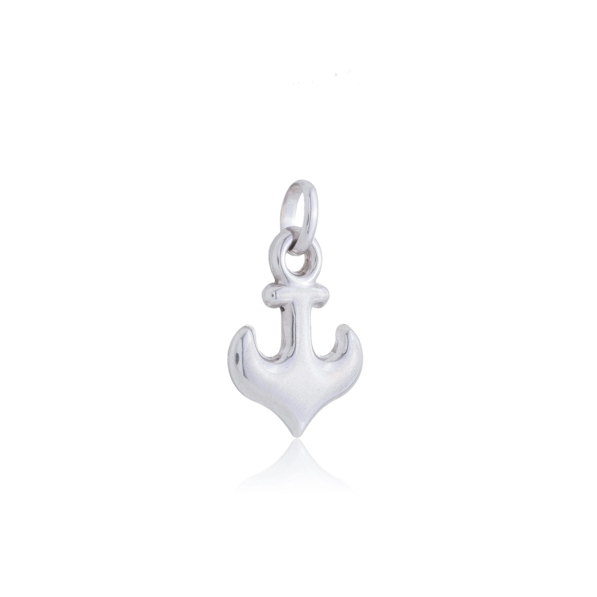 Pingente Ouro Branco 18k Âncora 2.15cm