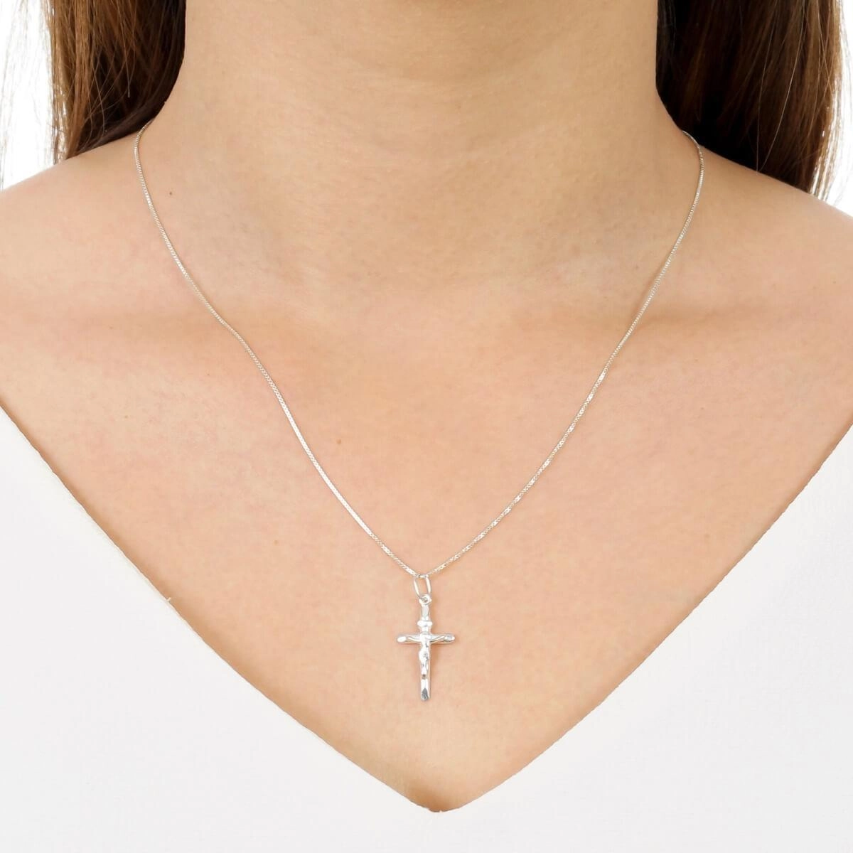 Pingente Prata 925 Cruz Lisa Cristo 23mm