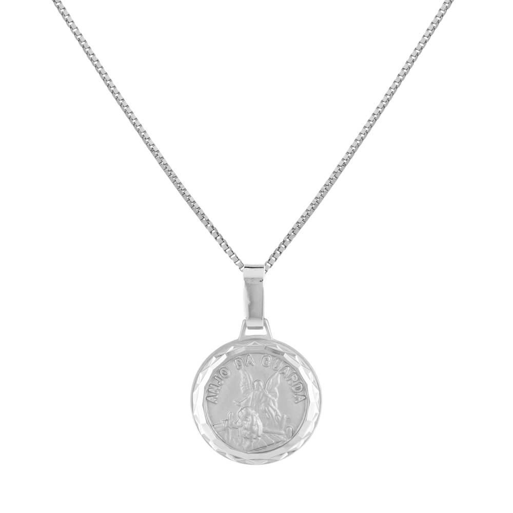 Pingente Prata Medalha Anjo da Guarda Prata 925